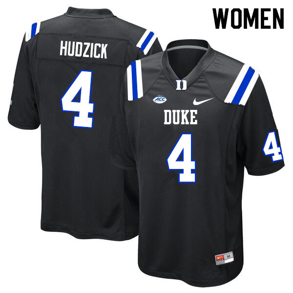 Women #4 Myles Hudzick Duke Blue Devils College Football Jerseys Sale-Black - Click Image to Close